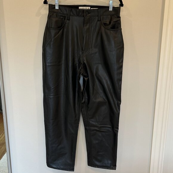 Abercrombie & Fitch Curve Love Vegan Leather Ankle Straight Pant, Size 30 - Picture 6 of 8
